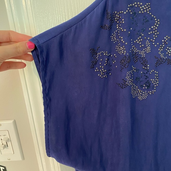 Express Navy Blue Beaded Top - Picture 5 of 6